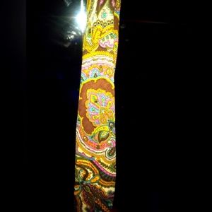 Rich gold tones with blue and purple Paisley prints